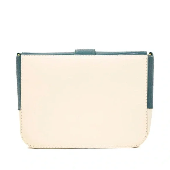 Elizabeth Sutton Leather Bag Multicolor Cream & Forest with 3D Butterfly Strap